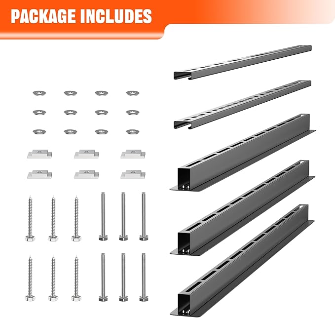 TORACK Garage Ceiling Bin Storage Rack, Overhead Tote Storage Rail System Heavy Duty Adjustable Tote Slide Rails Garage Bins Storage System(Black, Bins are not included)