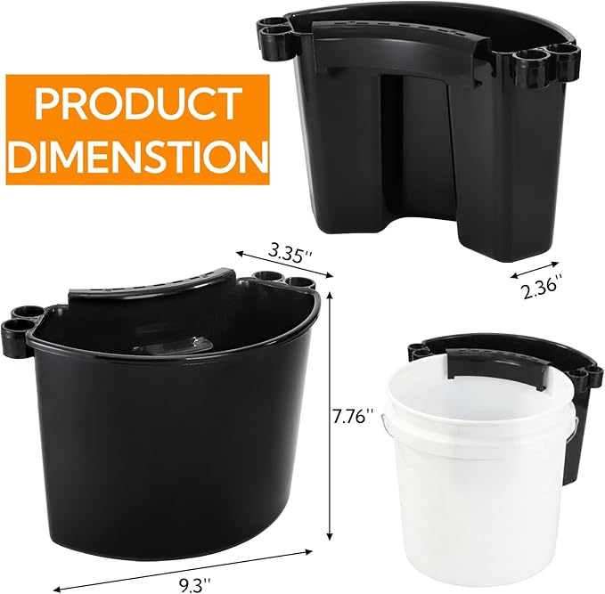 4 Pieces Detailing Bucket Organizer, Portable Bucket Tool Caddy with Drainage Holes, Multipurpose Auto Wash Tool Hanger Cleaning Accessory for Home, Garden, Ice Fishing, Universal Fit