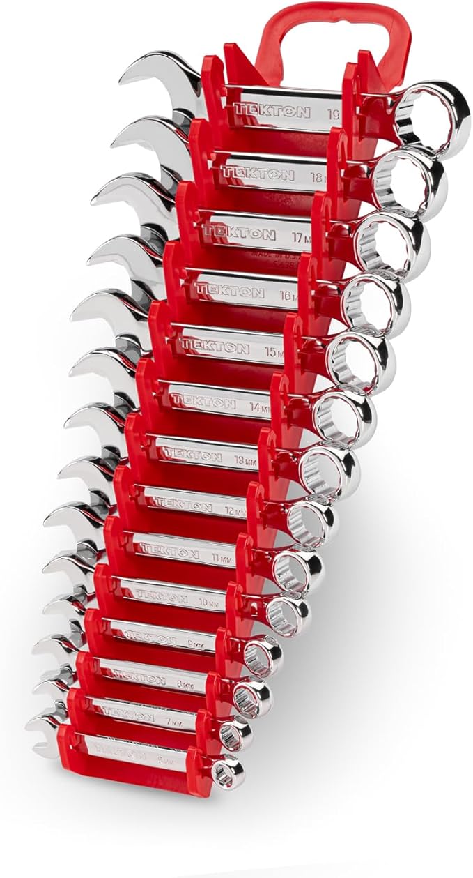 TEKTON Stubby Combination Wrench Set with Holder, 14-Piece (6-19 mm) | WCB92402