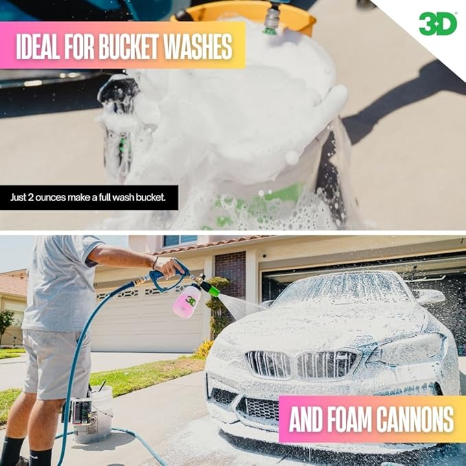 3D Pink Car Soap – 16 oz |pH Neutral Car Wash Soap with High Suds & Cherry Scent | Scratch-Free, High Gloss Shine | Safe on Wax & Sealants | Weekly Car Care
