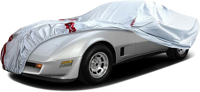 Waterproof Car Covers Replace for 1968–1982 Corvette C3, 6 Layers All Weather Custom-fit Car Cover with Zipper Door & 18 Ponit Windproof Bands for Snow Rain Dust Hail Protection