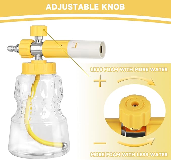 Foam Cannon for Pressure Washer, Professional Transparent Snow Foam Lance for Car Wash, Heavy Duty Car Foam Blaster with 1/4" Quick Release, Stainless Steel Filter, 4000PSI