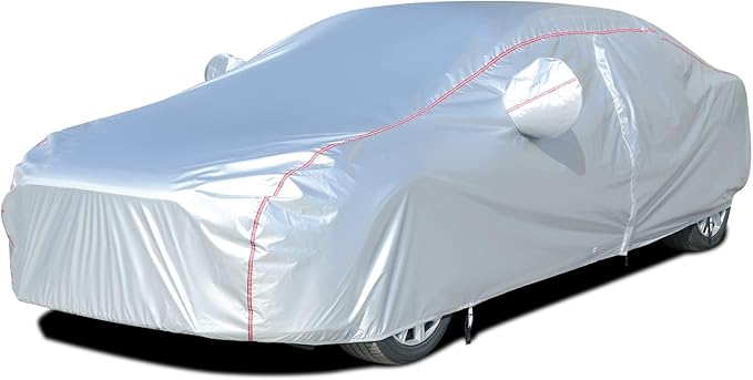 Tecoom Waterproof Sedan Car Cover Oxford W/Door Zipper, All Weather Car Cover for Automobiles, UV-Proof Windproof Hail Sun Snow Protection Indoor Outdoor Full Exterior Covers Fit 201-210 Inches