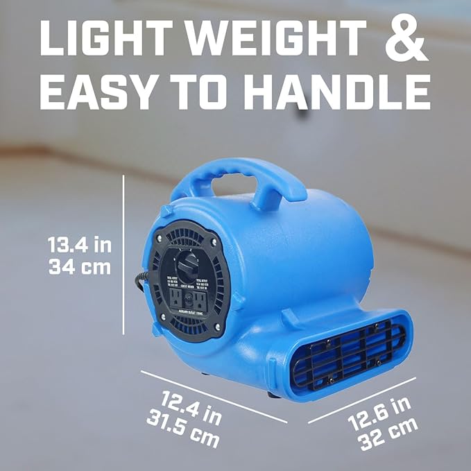 1/4hp 900CFM Air Mover Carpet Dryer Floor Fan Cooling Fan - Industrial Heavy Duty Abanico de Piso Blower Fan with High Power for Commercial Industrial and Pro Janitorial Use [WWD28]