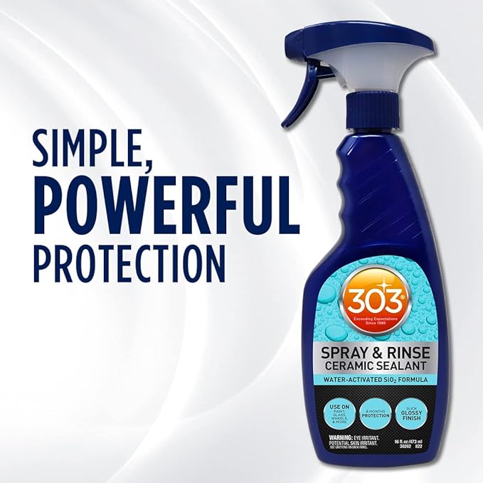 303 Products Spray & Rinse Ceramic Sealant – Quick Ceramic Coating – Water-Activated SiO2 Formula – 6 Months of Protection – Water Repellent Ceramic Spray – Easy to Use – 24 Oz (30264)