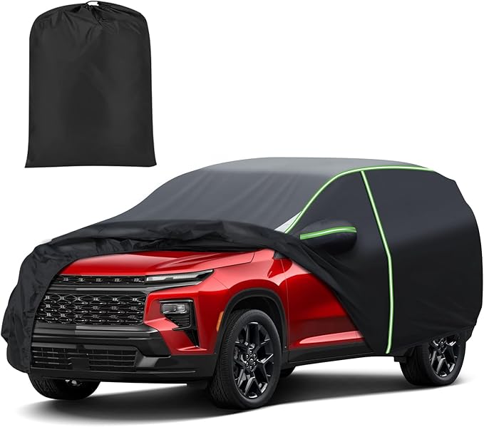 Mixsuper Liner Car Cover for Chevy Traverse 2009-2026, 7 Layers Full Car Cover All Weather Car Covers for Chevy Traverse, Waterproof Outdoor Cover with Zipper Door Reflective Strips