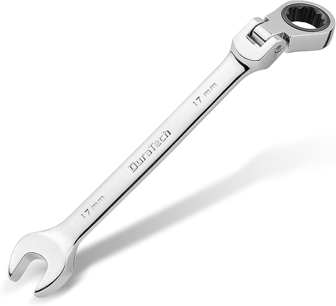 DURATECH 17mm Flex-Head Ratcheting Combination Wrench, Metric, 72-Tooth, CR-V Steel