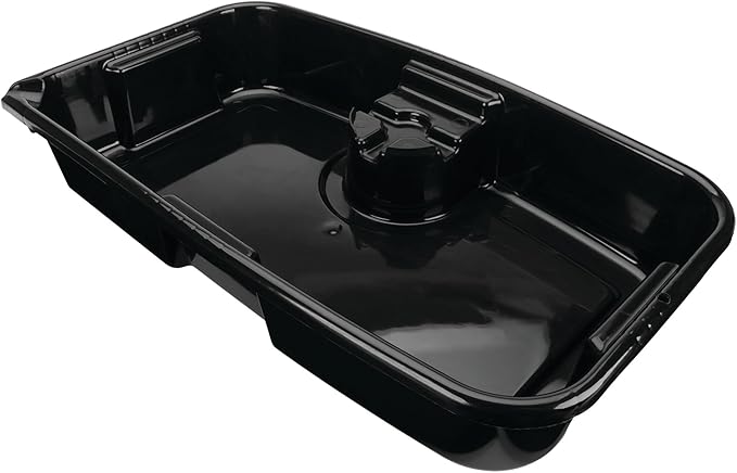 Performance Tool W4079 11-Quart Oil Drain Pan, Chemical-Resistant, Oil Filter Stand, Black