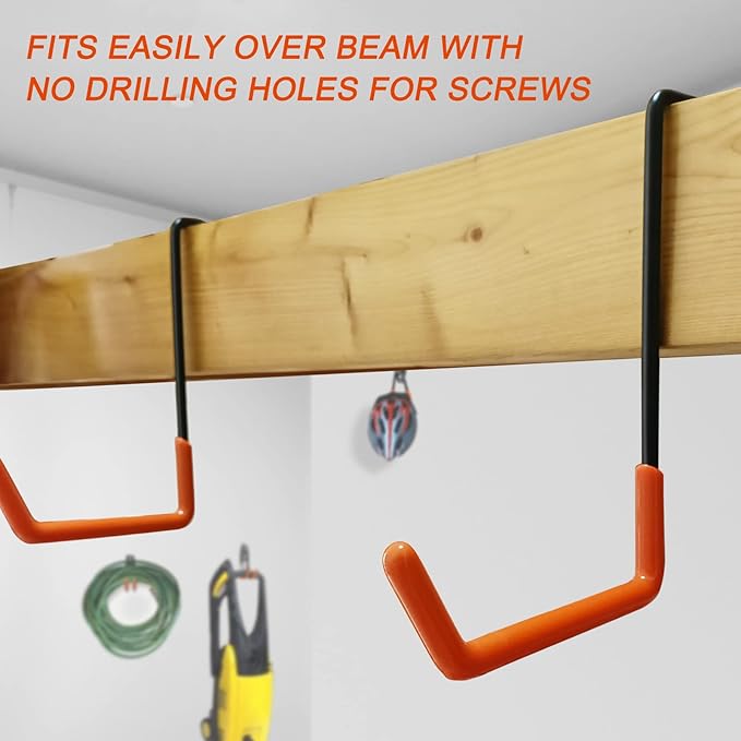 HUPBIPY Rafter Hanger Large S Garage Hooks Bike Storage System Holder Organizer, with Non Slip Coating, for Organizing Hanging Basket, Ladders,Bicycle Wheel,Ropes and Bulk Items (12Pack, Black)