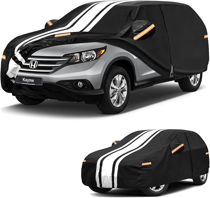 Kayme Heavy Duty Car Cover Custom Fit for Honda CRV CR-V (1995-2025) Waterproof All Weather for Automobiles, Outdoor Full Exterior Cover with Tape and Towel, Rain Snow Sun UV Protection.