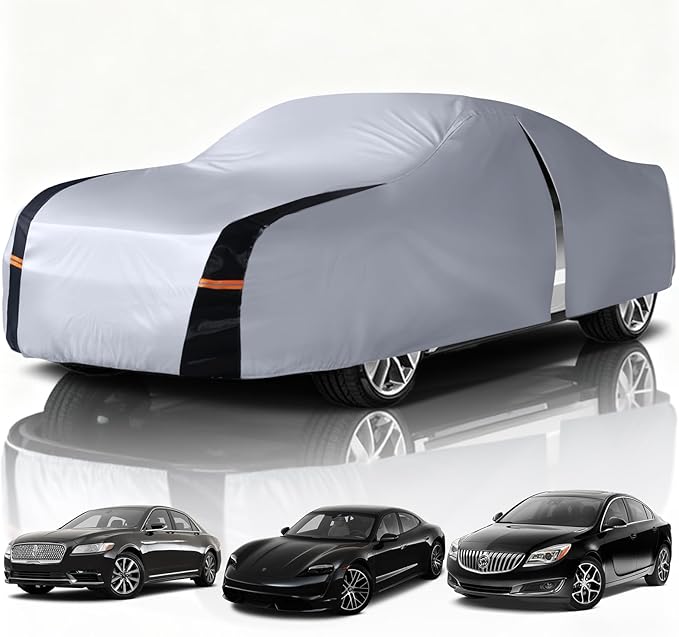 Car Cover Waterproof All Weather, 10 Layers Outdoor Car Covers for Automobiles - Custom Fit Lincoln Continental, Porsche Taycan, Buick Regal, etc. Sun & Rain Protector. C5 (See Size Chart)
