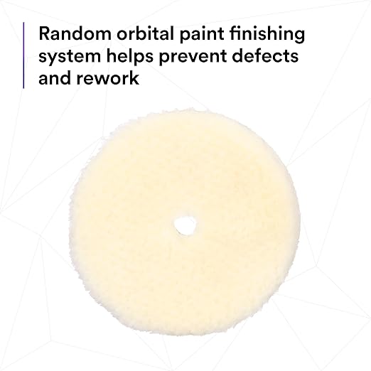 3M Perfect-It Random Orbital Coarse Wool Compounding Pad, 5"/130 mm, White, 34120, Orbital Pads for Automotive Compounding and Polishing