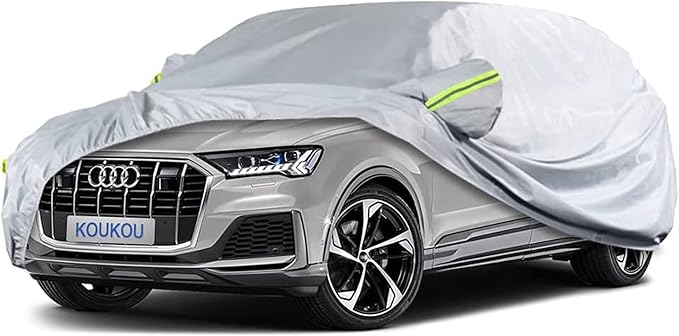Koukou SUV Car Cover Custom Fit Audi q7 2005-2025, Waterproof All Weather for Automobiles, Sun Rain Dust Snow Protection. (Ships from US Warehouse, Arrive Within 3-7 Days)