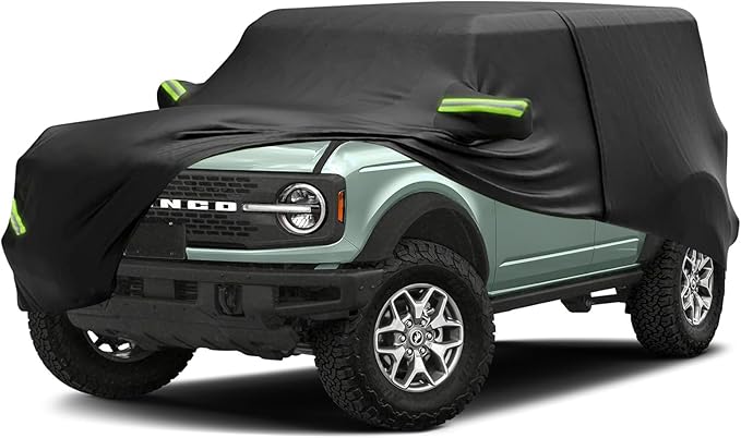 Car Cover for Ford Bronco 2021-2023 6 Layers All Weather 240T Windproof Waterproof All Weather Protection Outdoor Covers Compatible with Ford Bronco