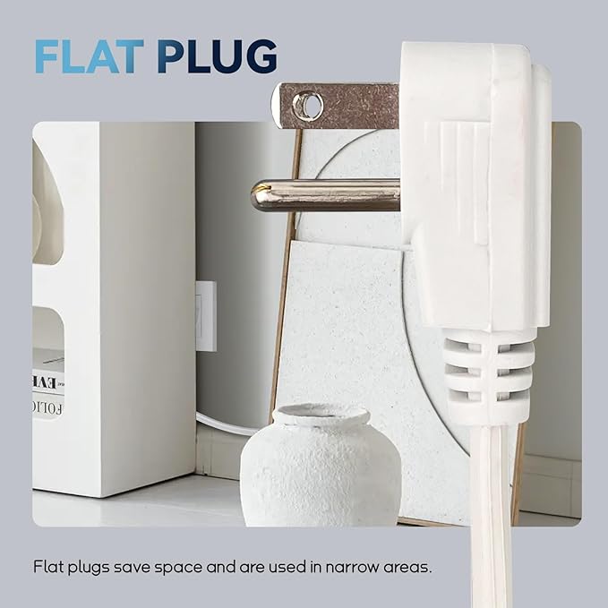 EP 3 Ft Heavy Duty Appliance Extension Cord - 14 Gauge 3 Prong SPT-3 Cable Wire, Ideal for Air Conditioners, Refrigerators, and Major Appliances - Indoor Use, White