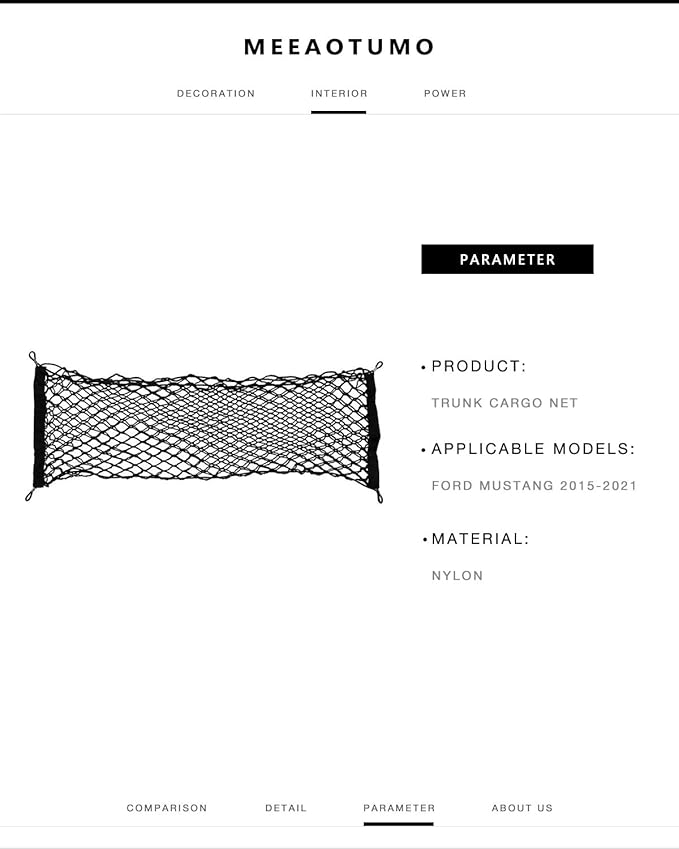Trunk Cargo Net Accessories for Ford Mustang 2015-2025