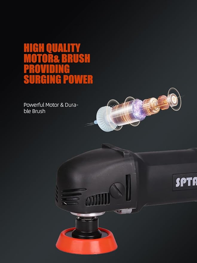 SPTA Mini Polishing Machine Buffer Rotary Polisher Auto Detailing Superpolish with 27Pcs Detail Polishing Pad Mix Size Kit Buffing Pad and 75mm ,100mm,140mm M14 Thread Extension shaft