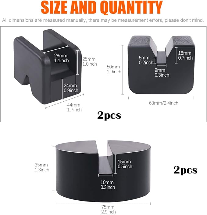 4 Packs Floor Jack Pad Adapter for Jack Stands 2-3 Ton Universal Heavy Duty Rubber Jack Disk Pads Slotted Frame Rail Pinch Welds Protector for Lifting Car