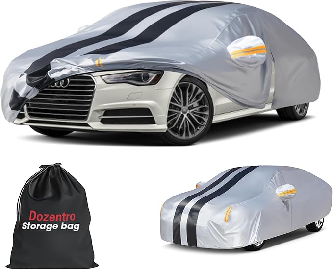 Multi-Layer Car Cover Custom Fit for Audi A6(2004-2026), 100% Waterproof All Weather for Automobiles, Gift with Towel, Heavy Duty Car Covers for Rain Sun UV Protection with Door Zipper