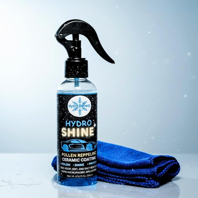 HydroShine EZ Instant Nano-Ceramic Spray Kit (3 Pack) – Rapid 20 Min Application - Streak Free, No Hassle Shine/Protection. Hydrophobic. UV. Pollen. Dirt. Bird Poop. 1 Bottle = 2 Coatings = 2 Months
