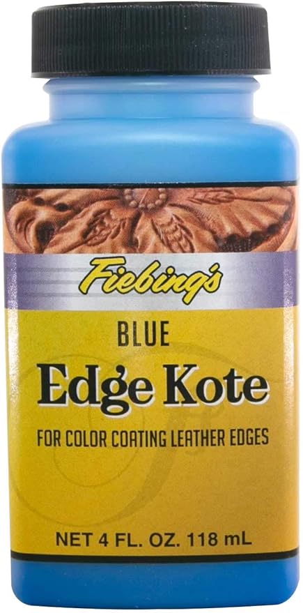 Fiebing's Edge Kote 4 Fl Oz - Blue - for Coloring Leather Edges on Purses, Bags, Shoes, Holsters, Wallets,etc