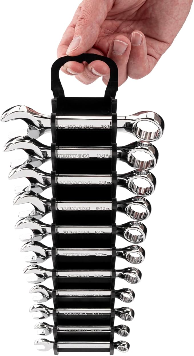 TEKTON Stubby Combination Wrench Set with Holder, 11-Piece (1/4-3/4 in.) | WCB92401