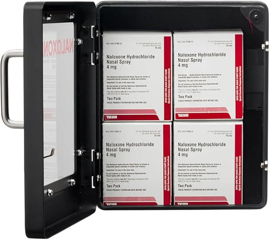 Naloxone Overdose Emergency Kit Cabinet - Does Not Include Alarm or Lock | Designed for Wall Mount & Public Access (Metal, Black - No Alarm)