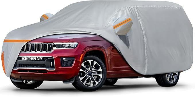 Car Cover for 2022-2025 Jeep Wagoneer/Grand Wagoneer, Waterproof Custom-fit All Weather Sun Rain UV Dust Snow Protection Outdoor Wagoneer Full Car Cover with Door Zipper and Cotton Lining-Grey