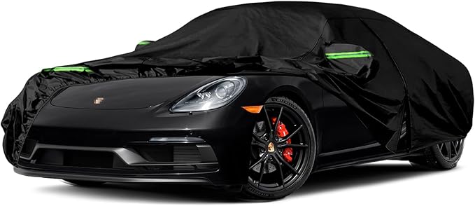 Waterproof Car Cover Replace for 1997-2025 Porsche 718 Boxster/Cayman 986/987/981, 6 Layers All Weather Full Car Covers with Zipper Door & Windproof Bands for Snow Rain Dust Hail Protection (718)