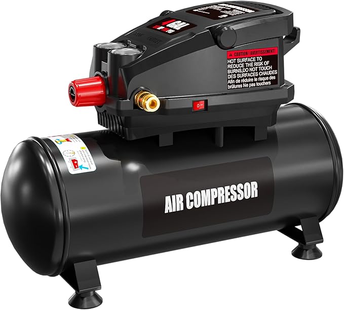 Portable Air compressor, 4Gallon Oil Free Air Compressor Tank, 0.5HP Motor, Max 110PSI, 0.6SCFM@90 PSI,1.0SCFM@40PSl Garage Air Compressor for Car Repair, Spray Painting, Woodwork Nailing