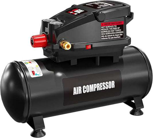 Portable Air compressor, 4Gallon Oil Free Air Compressor Tank, 0.5HP Motor, Max 110PSI, 0.6SCFM@90 PSI,1.0SCFM@40PSl Garage Air Compressor for Car Repair, Spray Painting, Woodwork Nailing