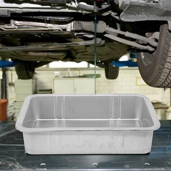 Acouto Galvanized Drip Pan Oil Drain Pan Leak Portable Universal Metal Construction Automotive Oil Change Container(#2)