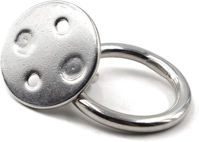 Flomore M8 Ceiling Hook Pad Eye Plate 304 Stainless Steel Wall Mount Hook Heavy Duty for Hanging (Pack of 2,Screws Included)
