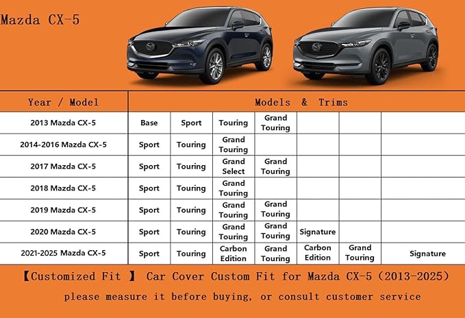 Kayme 6 Layers SUV Car Cover Custom Fit for Mazda CX-5 CX5 CX50 CX-50(2012-2025) Waterproof All Weather for Automobiles, Outdoor Full Cover Rain Sun UV Protection.Silver