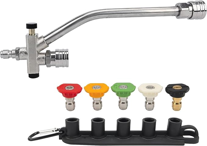 Foam Cannon Dual-Connector Accessory, Pressure Washer Double Tip Attachment for Foam Cannon, Pressure Washer Accessories with 1/4" Quick Connect for Car Wash, 5 Sprayer Tips #035, Nozzle Holder