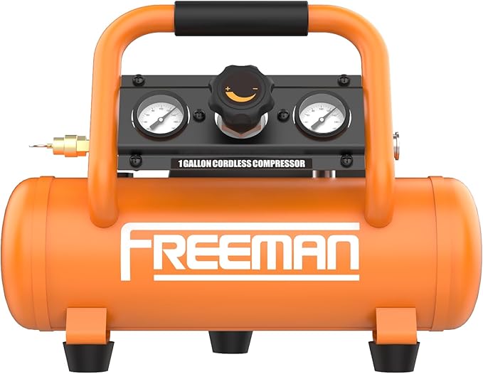 Freeman F20 20V Cordless 1-Gallon Air Compressor with 4.0Ah Battery & Charger | 1/3 HP, 700 Shots Per Charge | Portable, Oil-Free, for Nailers & Tire Inflation | PE20V1GCK