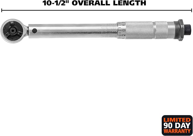 Great Neck Inch Pound Torque Wrench, 3/8 Torque Wrench Click Style, 120–960 in-lb (14–108 Nm), Chrome Plated to Resist Rust, Covers Most Common Jobs