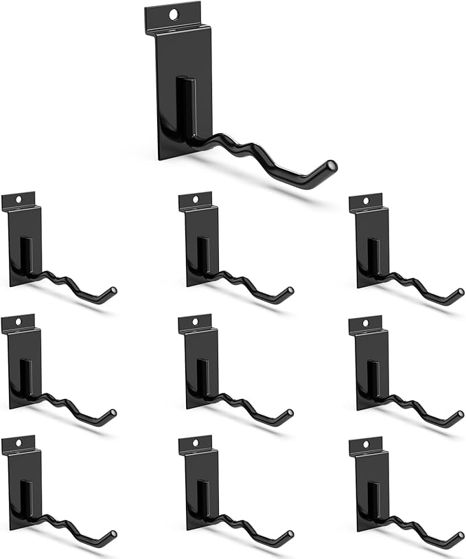 3-H Wave Slatwall Hooks,Heavy Duty Wave Shape Holds 3 Items,Natural Separation & Easy Access,Extra Large Thick Backplate(3.35×1.38 x 0.08 Steel),Compatible with Standard/Proslat/Crownwall Slatwall