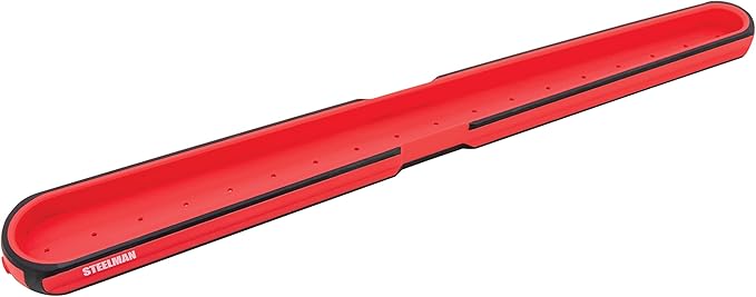 Steelman 75106 Large 18-Inch Long Magnetic Steel Socket Storage and Parts Accessory Tray
