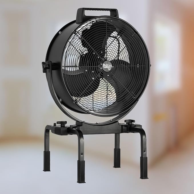 W58352 16-Inch Dust King High Velocity Floor, Exhaust, or Blower Fan, Black, 3-Speed, 270-Degree Adjustable Tilt, IP64 Waterproof, Ideal for Contractors and DIY in Warehouses and Factories