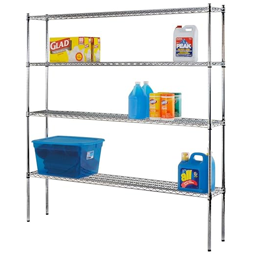 Sandusky Lee WS721274-C Industrial Welded Wire Shelving, 72" Width x 74" Height x 12" Depth, Chrome
