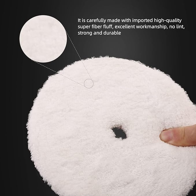 SPTA Microfiber Cutting Pads, Pads 2Pcs 5Inch 125mm Microfiber Finishing Disc Soft Wax Removal Pad for Dual Action Car Polisher Finishing Polishing Waxing -MPBFS5W-2