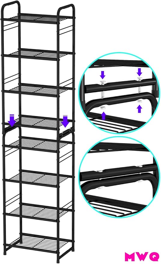 4 Tier Metal Pantry Shelves for Storage, 38” Tall Laundry Room Shelf, Multipurpose Shelf for Plant, Bedroom, Kitchen, Bathroom, Black