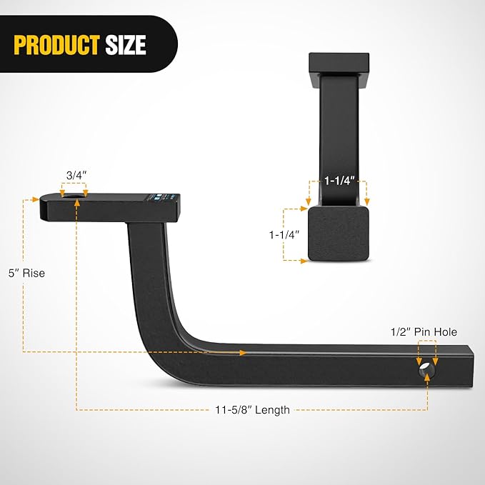 Nilight Trailer Hitch Ball Mount with 1/2" Hitch Pin Clip Fits 1-1/4 Inch Receiver 3,500 lbs 3/4 Inch Hole 5 Inch Rise,