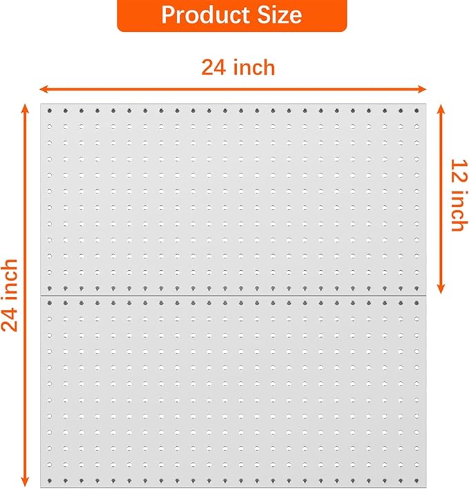 WALMANN Metal Pegboard Panels for Wall Garage Tools Pegboard for Garage, Workbench, Peg Board Tool Organizer Board(Pack of 2, Grey)