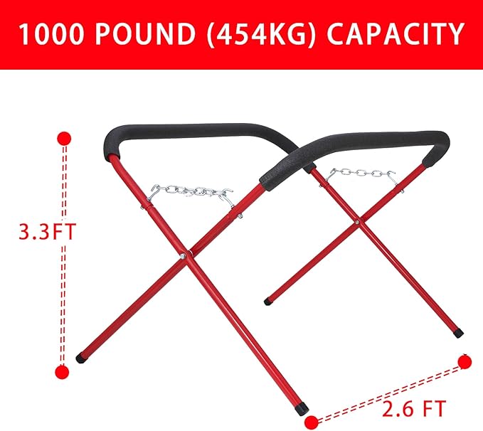 Portable Workbench Folding Work Stand, 1,000 Pound Capacity Foldable Work Table, Heavy-Duty Bumper Stand for Garage and Shop in Red