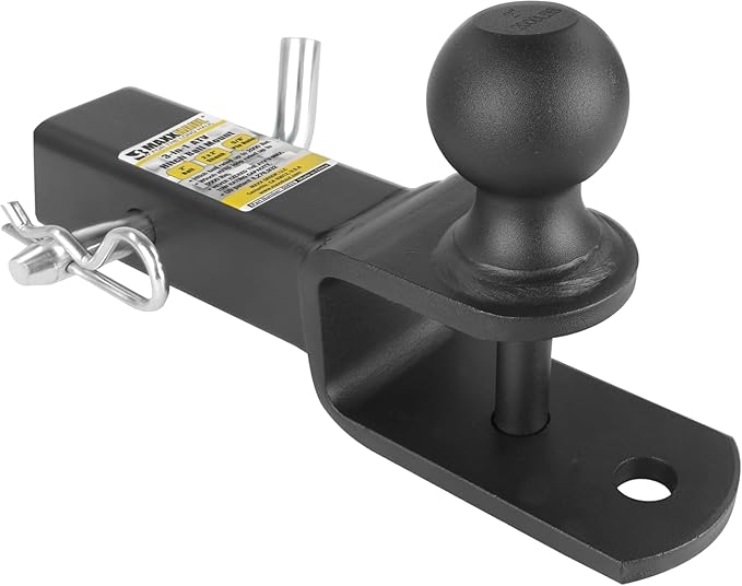 MaxxHaul 51172 3-in-1 ATV UTV Trailer Hitch Mount – 3,500 lbs GTW / 350 lbs TW – 2" Hitch Ball with Winch Strap Loop, 2" Shank, 1/4" Rise, Fits 2" Receiver