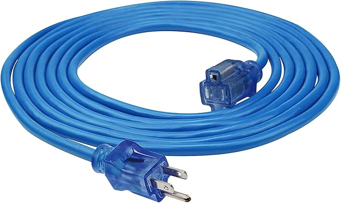 Clear Power 16 Gauge 3Prong Cords (16/3-3 Prong Grounded Plug, Blue, 15 ft)
