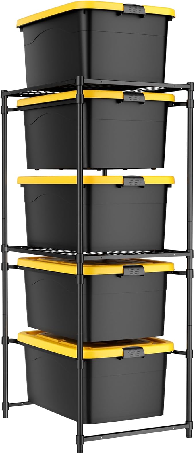 WORKPRO 5-Tier Tote Storage Rack, Heavy-Duty 27 Gallon Tote Storage Rack, 525 LBS Storage Bin Rack for Garage, Pantry, Kitchen, or Basement, Black, 30.5"x22.5"x69", 1 Pack