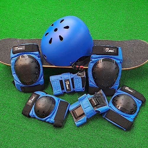 JBM Adult & Kid Skating Protective Gear Set for Beginner to Advanced, Skateboard Helmet Knee and Elbow Pads with Wrist Guards for Inline Roller Skating, Scooter, Skateboarding